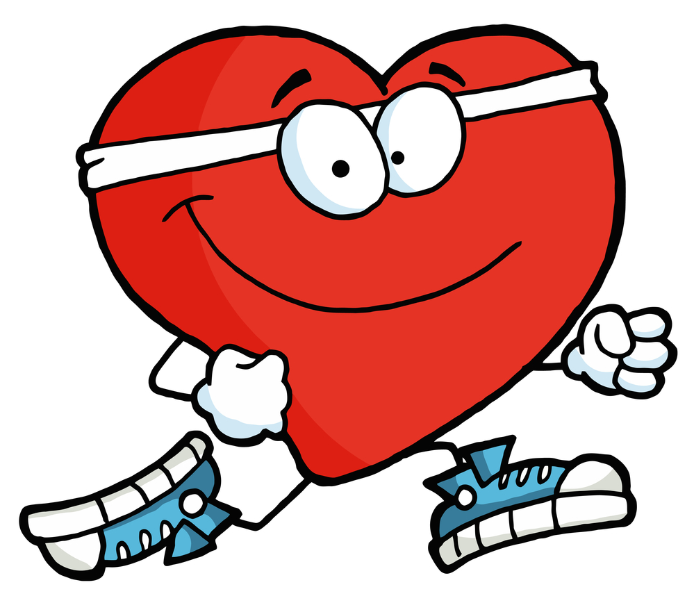 Clipart Illustration of a Healthy Red Heart Running Past