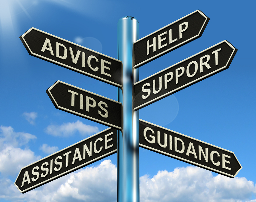 Advice Help Support And Tips Signpost Showing Information And Gu