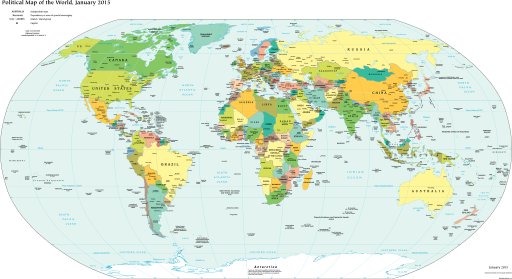 Map of the World 
CIA - The World Factbook, Public domain, via Wikimedia Commons