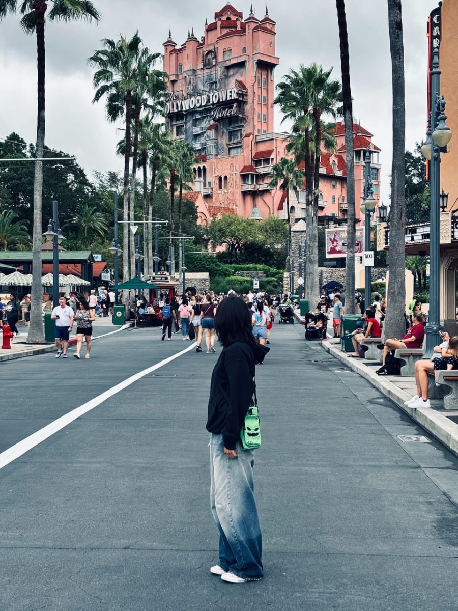 Andrea Nesselrode facing Hollywood Hotel at Walt Disney!